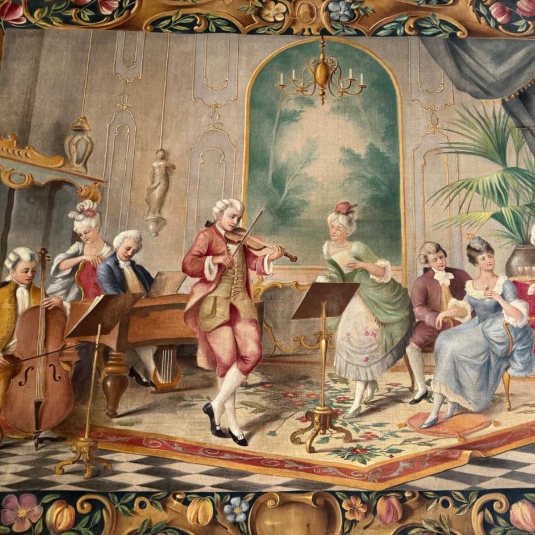 Grande Arazzo Jacquard Gobelin Scena Rococò - immagine 8