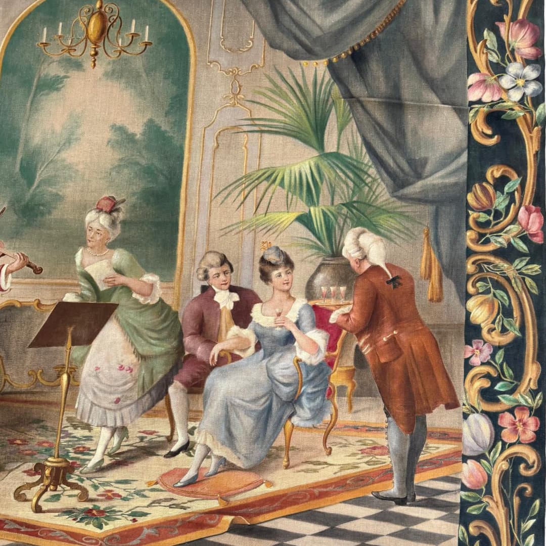 Grande Arazzo Jacquard Gobelin Scena Rococò - immagine 2